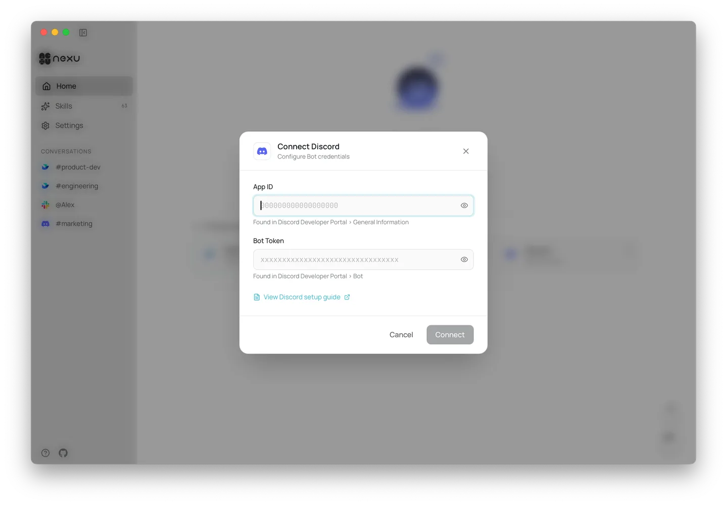Add credentials in nexu